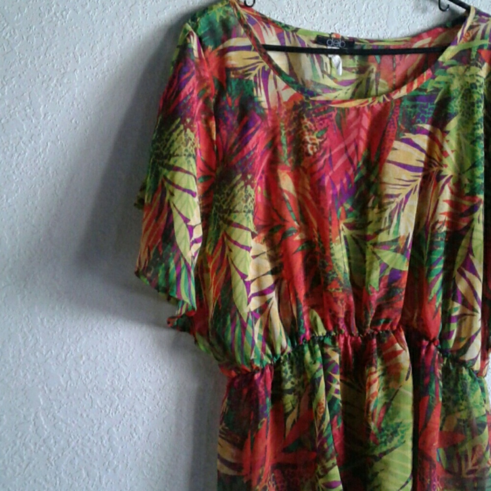 Jungle print sheer tunic top DEB